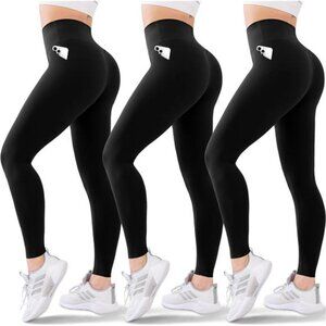 Blisset 3 Pack Leggings for Women Butt Lift High Waisted Tummy Control